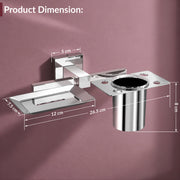 Plantex Aqua Stainless Steel 2in1 Soap Holder with Tumbler Holder/Soap Dish/Toothbrush Holder/Bathroom Accessories (Chrome - Aqua)