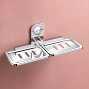 Plantex Dream Stainless Steel Double Soap Dish Stand for Bathroom & Kitchen/Soap Dish/Bathroom Accessories - Wall Mounted - Chrome (Pack of 1)