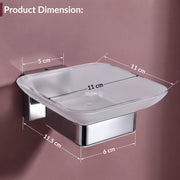 Plantex Stainless Steel Glass Soap Holder for Bathroom/Soap Dish/Soap Case/Soap Stand for Kitchen/Bathroom Accessories - Pack of 1 (Aqua, Chrome)