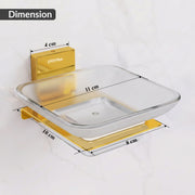 Plantex 304 Grade Stainless Steel Glass Soap Dish/Soap Stand/Soap Holder/Bathroom Accessories - Crystal (PVD Gold)