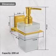 Plantex 304 Grade Stainless Steel Liquid Soap Dispenser for Bathroom/Frosted Glass Shampoo Dispenser/Hand wash/Bathroom Accessories - Pack of 1 (Crystal, PVD Gold)