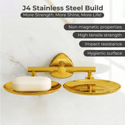 Plantex J4 Stainless Steel Double Soap Dish for Bathroom/Soap Holder for Bathroom/Wall Mounted Soap Holder/Bathroom Accessories (PVD Gold Finish) Angel