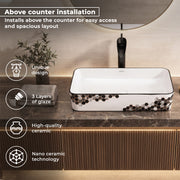 Plantex Ceramic Basin For Bathroom/Table Top Basin/Counter Top Basin For Restaurant/Hotel (24 X 14 X 11 Inch), Silver