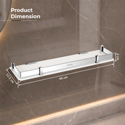 Plantex Acrylic Shelf for Bathroom/Living Room Wall Mounted Shelf with Silver Railings - Bathroom Accessories (White, 18x6 inches)