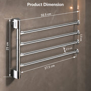 Plantex Stainless Steel 4-Arm Bathroom Swing Hanger Towel Rack/Towel Holder for Bathroom/Towel Stand/Bathroom Accessories
