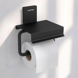 Plantex 304 Grade Stainless Steel Bathroom Toilet Paper Holder with Mobile Stand/Toilet Tissue Holder/Bathroom Accessories (Crystal, Black)