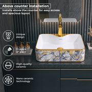 Plantex Ceramic TableTop Wash Basin/Countertop Basin for Bathroom/Small Washbasin/Bathroom Sink (19 x 15 x 5.5 Inch)