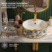 Plantex Table Top Wash Basin For Bathroom/Small Basin for Handwash/Countertop Washbasin - Indo-European Collection (16 x 16 x 6 Inch)