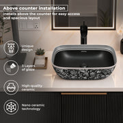 Plantex Wash Basin for Bathroom/Ceramic Table Top Washbasin/Countertop Vessel Sink Basin - Indo-European Collection (EQTT-521,18 x13x 5 Inch)
