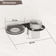 Plantex Soap Dish with Tumbler Holder for Bathroom/Stainless Steel Glass soap Holder wtih Toothbrush Stand/Bathroom Accessories - Pack of 1 (Black)