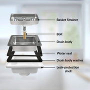 Plantex Coupling for Kitchen Sink/4.5 Inch Stainless Steel Waste Coupling/Square Shape Coupling - Pack of 1 (Matt Finish)