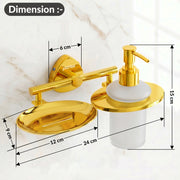 Plantex J4 Stainless Steel Soap Dish with Liquid Dispenser/Soap Stand for Bathroom Wall Mount/Shampoo Dispenser/Bathroom Accessories (PVD Gold Finish) Angel