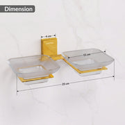 Plantex 304 Grade Stainless Steel Frosted Glass Double Soap Holder/Soap Stand/Dual Soap Dish/Bathroom Accessories - Crystal (PVD Gold)
