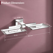 Plantex Aqua Stainless Steel Double Soap Holder for Bathroom/Soap Dish/Soap Stand for Bathroom Accessories - (Chrome)
