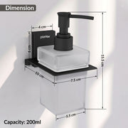 Plantex 304 Grade Stainless Steel Liquid Soap Dispenser for Bathroom/Frosted Glass Dispenser Shampoo/Hand wash/Bathroom Accessories - Pack of 1 (Crystal, Black)