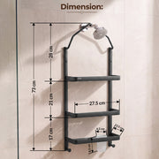 Plantex Stainless Steel Shower Rack/Self Adhesive Shower Caddy for Bathroom Hanging/3 Layer Shower Shelf for Bathroom with Soap Dish Holder,Toothbrush Holder (1520, Black)