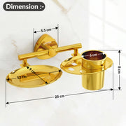 Plantex Soap Dish with Tumbler Holder/J4 Stainless Steel 2in1 Soap Dish with Tumbler Stand/Soap Case/Toothbrush Holder for Bathroom - Pack of 1 (R-217A, Gold)