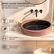 Plantex Ceramic Basin/Designer Washbasin for Bathroom/Oval Tabletop Wash Basin/Countertop Vessel Sink for Home/Office (Matt Brown & Black - 24 x 14 x 10 Inch)