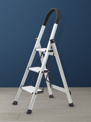 Plantex Surestep 3 Step Aluminum Ladder for Home Use/Wide Anti-Slip Steps/Foldable Ladder with Anti Skid PVC Shoes, 3 Steps Kitchen Stool (Anodize-Silver)