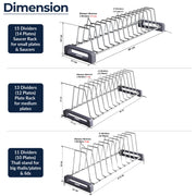 Plantex Stainless Steel Thali Stand/Saucer/Plate Rack/Dish Rack/Plate Fixer for Modular Kitchen/Tandem Box Accessories - Set of 3 (Chrome)