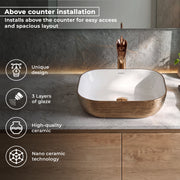 Plantex Ceramic Table Top Wash Basin/Basin for Bathroom/Washbasin/Bathroom Sink - Indo European Collection (19.7 x 15 x 5.5 Inch)