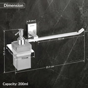 Plantex 304 Grade Stainless Steel Liquid Soap Dispenser/Shampoo Dispenser/Napkin Ring/Towel Holder for Bathroom/Bathroom Accessories - Crystal (1420-Chrome)