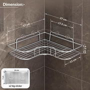 Plantex Stainless Steel Bathroom Corner Shelf/Self Adhesive Bathroom Shelf for Wall/Bathroom Organiser Without Drill - Pack of 2 (Chrome)