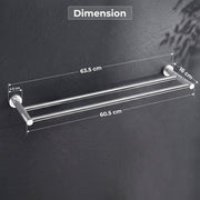 Plantex Stainless Steel Heavy and Sturdy Dual Towel Rod for Bathroom/Towel Hanger/Towel Holder/Bathroom Accessories (24-inch) Chrome Finish
