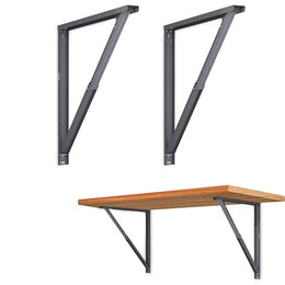 Plantex Heavy Duty 12 Inch Foldable Table Bracket/GI Steel Multipurpose Shelf Bracket/Space Saving Wall Bracket/Folding Bracket for Home & Office - Pair of 1 (Grey)