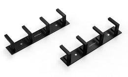Plantex Aluminum Hook Rail with L-Shape Hooks for Walls of Bathroom/Kitchen–Hook Rail Bar for Clothes/Towel/Keys-Pack of 2 (4 Hooks, Black)