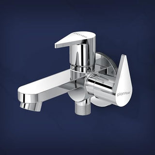 Plantex Pure Brass 2 in 1 Tap for Washing Machine with Water Saving Aerator/2-Way Bib Cock for Bathroom with Brass Wall Flange & Teflon Tape -7 Year Warranty-(PAC-1807-Chrome)