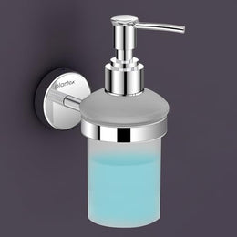 Plantex Brezza Stainless Steel Glass Liquid Soap Dispenser/Shampoo Dispenser/Handwash Dispenser/Bathroom Accessories - Chrome