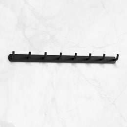 Plantex Wall Hooks for Hanging Cloth/Stainless Steel Towel Hangers/Bathroom Robe Hooks/Door Hangers/Wall Hook Rack/Hook Rail for Hanging Keys - 8 Hooks (Pack of 1, Black)