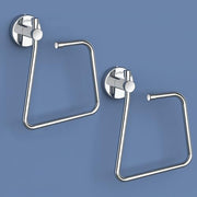 Plantex Stainless Steel Towel Ring for Bathroom/Napkin-Towel Hanger/Wash Basin/Bathroom Accessories - (Chrome-Rectangle) - Pack of 2