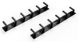 Plantex Aluminum Hook Rail with L-Shape Hooks for Walls of Bathroom/Kitchen–Hook Rail Bar for Clothes/Towel/Keys-Pack of 2 (6 Hooks, Black)