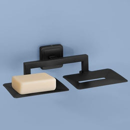 Plantex 304 Grade Stainless Steel Black Dual Soap Holder for Bathroom/Double Soap Dish/Soap Stand/Soap Case/Bathroom Accessories - Decan (Black)