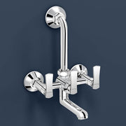 Plantex 2 in 1 Wall Mixer for Bathroom/Mixer L-Bend Provision for Overhead/Mixer Tap for Bathroom with Water Saving Nozzle and Wall Flange (3515, Chrome)