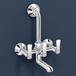 Plantex 2 in 1 Wall Mixer for Bathroom/Mixer L-Bend Provision for Overhead/Mixer Tap for Bathroom with Water Saving Nozzle and Wall Flange (3515, Chrome)