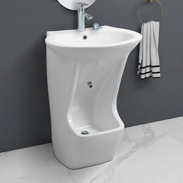 Plantex Wudu Basin/Ceramic Ablution with Leg Wash/Premium One Piece Basin/Free Standing Pedestal Basin for Bathroom (34x24x18 inch - White)