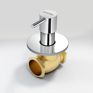 Plantex 25 mm Pure Brass Flush Valve with Teflon Tape & Brass Wall Flange for Commercial & Residential Use-7 Year Warranty (ICO-920-Chrome)