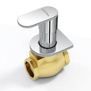 Plantex Pure Brass 25 mm Toilet Flush Valve for Toilet with Teflon Tape and Brass Wall Flange for Commercial and Residential Use-(ORN-220-Chrome)
