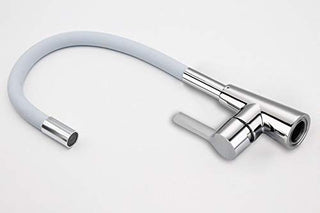 Plantex Brass Single Lever Kitchen Sink Mixer with 360 Swivel Spout and Flexible Silicone Tap (White)