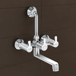 Plantex Brass Wall Mixer for Bathroom with L-Bend Connector for Overhead Shower/Mixer Tap/Wall Mixer for Bathroom 2 in 1 with 7 Year Manufacturer's Warranty(FLO-818-Chrome)