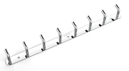 Plantex Wall Hooks for Hanging Cloth/Stainless Steel Towel Hangers/Bathroom Robe Hooks/Door Hangers/Wall Hook Rack/Hook Rail for Hanging Keys - 8 Hooks (Pack of 1, Chrome)