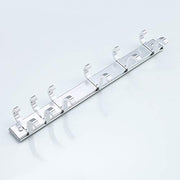 Plantex Aluminum 6 Movable Cloth Hooks for Wall/Bathroom Hanger/Hook Hanger for Clothes/Towel/Keys - Hook Rail for Bathroom (6 Hooks, Chrome)