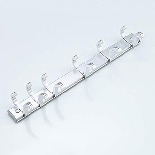 Plantex Aluminum 6 Movable Cloth Hooks for Wall/Bathroom Hanger/Hook Hanger for Clothes/Towel/Keys - Hook Rail for Bathroom (6 Hooks, Chrome)