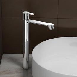 Plantex Pure Brass High Neck Pillar Tap for Wash Basin with Teflon Tape/Tabletop Wash Basin Tap/Pillar Cock with 7 Year Warranty (FLO-804-Mirror Chrome)