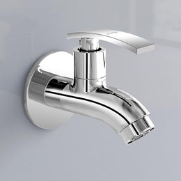 Plantex Pure Brass Single Lever Short Body Bib Tap with Water Saving Techonlogy Tap/Water Tap with Teflon Tape & Wall Flange for Bathroom (ZUR-1502, Chrome)