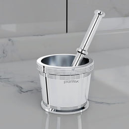 Plantex Heavy Stainless Steel Mortar & Pestle Set/Spice Mixer/Khalbatta/Khal/Okli Musal for Kitchen - Size 4(Dia: 8.7, H: 9 cm)