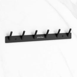 Plantex Wall Hooks for Hanging Cloth/Stainless Steel Towel Hangers/Bathroom Robe Hooks/Door Hangers/Round Wall Hook/Hook Rail for Hanging Keys - 6 Hooks (Pack of 1, Z-Black)